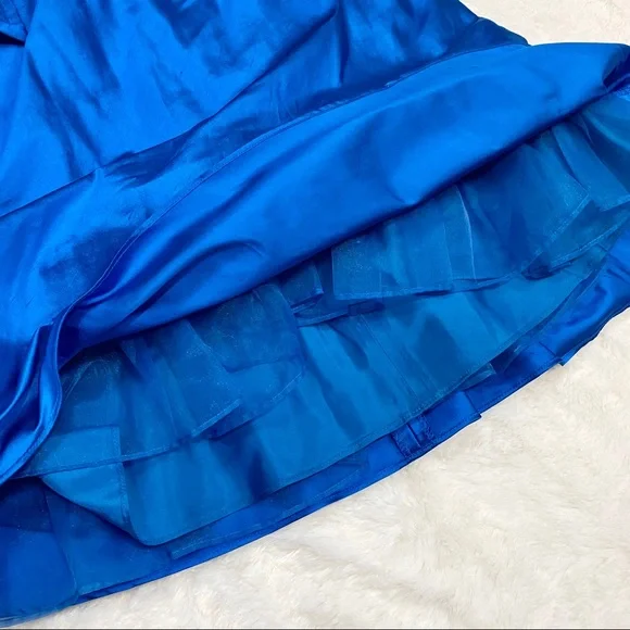 NEW Tahari ASL Sleeveless Blue Silk Cocktail Dress - Picture 6 of 8